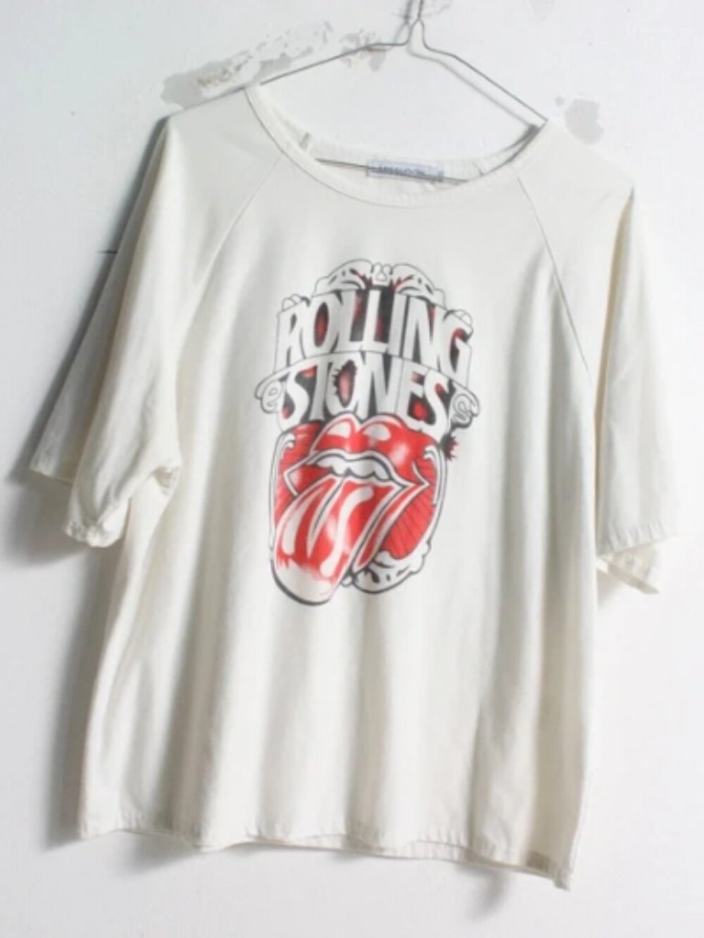MISS LOOK Classic Rolling Stones Printed White T-shirt